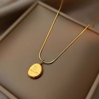 304 Stainless Steel 18K Gold Plated Vintage Style Simple Style Plating Letter Solid Color Necklace main image 4