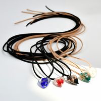 Vintage Style Heart Shape Glass Leather Rope Handmade Women's Pendant Necklace main image 1