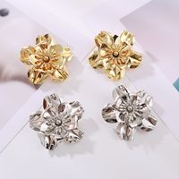 Wholesale Jewelry Elegant Flower Petal Alloy Gold Plated Silver Plated Plating Ear Studs main image 1