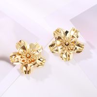 Wholesale Jewelry Elegant Flower Petal Alloy Gold Plated Silver Plated Plating Ear Studs main image 4