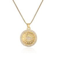 Aogu Cross-border Copper Plating 18k Gold Zircon Sun Moon Round Pendant Necklace Female Niche High Sense Necklace main image 2