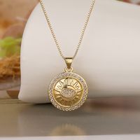 Aogu Croix-frontière De Cuivre Placage Or 18k Zircon Soleil Lune Ronde Pendentif Collier Femme Niche Haute Sens Collier main image 4