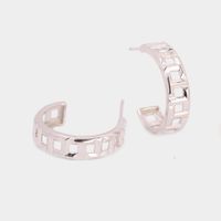 1 Pair Simple Style Solid Color Hollow Out Sterling Silver Ear Studs main image 4