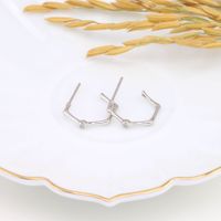 1 Pair Simple Style Solid Color Inlay Sterling Silver Zircon Ear Studs main image 4