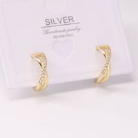 1 Paire Style Simple Couleur Unie Incruster Argent Sterling Zircon Boucles D'oreilles main image 5