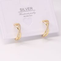 1 Pair Simple Style Solid Color Inlay Sterling Silver Zircon Ear Studs sku image 2