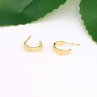 1 Pair Simple Style Solid Color Plating Pleated Sterling Silver Gold Plated Ear Studs main image 1