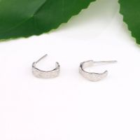 1 Pair Simple Style Solid Color Plating Pleated Sterling Silver Gold Plated Ear Studs main image 3