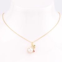 Elegant Flower Sterling Silver Pearl Zircon Pendant Necklace In Bulk main image 1