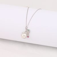 Elegant Flower Sterling Silver Pearl Zircon Pendant Necklace In Bulk main image 3