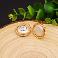 1 Pair Vintage Style Color Block Plating Freshwater Pearl Sterling Silver Copper 18k Gold Plated Ear Studs main image 5