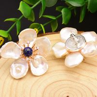 1 Pair Retro Flower Plating Inlay Sterling Silver Copper Freshwater Pearl Gold Plated Ear Studs main image 5