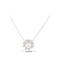 Sweet Flower Sterling Silver Zircon Pendant Necklace In Bulk sku image 1