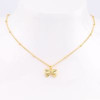 Cute Bow Knot Sterling Silver 18k Gold Plated Pendant Necklace In Bulk main image 1