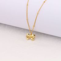 Cute Bow Knot Sterling Silver 18k Gold Plated Pendant Necklace In Bulk main image 4