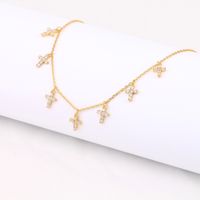 Simple Style Cross Sterling Silver 18k Gold Plated Zircon Necklace In Bulk main image 4