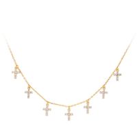 Simple Style Cross Sterling Silver 18k Gold Plated Zircon Necklace In Bulk main image 2