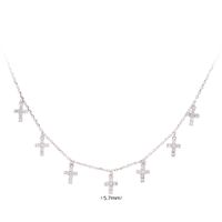 Simple Style Cross Sterling Silver 18k Gold Plated Zircon Necklace In Bulk sku image 1