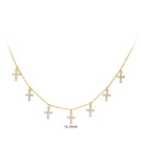 Simple Style Cross Sterling Silver 18k Gold Plated Zircon Necklace In Bulk sku image 2