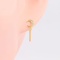 1 Pair Simple Style Moon Inlay Sterling Silver Zircon Ear Studs main image 4