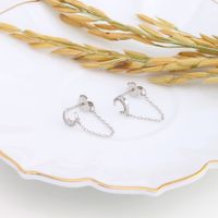1 Pair Simple Style Moon Inlay Sterling Silver Zircon Ear Studs main image 3