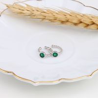 1 Pair Simple Style Round Inlay Sterling Silver Gem Earrings main image 3