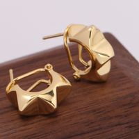 1 Pair Vintage Style Star Plating Sterling Silver White Gold Plated Gold Plated Hoop Earrings sku image 2