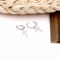 1 Pair Vintage Style Cross Plating Sterling Silver White Gold Plated Gold Plated Drop Earrings main image 1