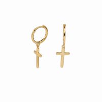 1 Pair Vintage Style Cross Plating Sterling Silver White Gold Plated Gold Plated Drop Earrings main image 2