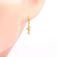 1 Pair Vintage Style Hippocampus Plating Sterling Silver White Gold Plated Gold Plated Drop Earrings main image 3
