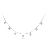 Vintage Style Flower Sterling Silver White Gold Plated Gold Plated Zircon Pendant Necklace In Bulk sku image 1