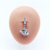 Casual Clouds Peach Plant Stainless Steel Copper White Gold Plated Rhinestones Belly Ring In Bulk sku image 1