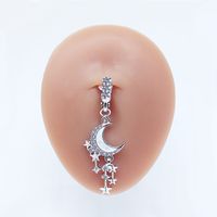 Casual Clouds Peach Plant Stainless Steel Copper White Gold Plated Rhinestones Belly Ring In Bulk sku image 2