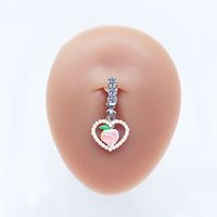 Casual Clouds Peach Plant Stainless Steel Copper White Gold Plated Rhinestones Belly Ring In Bulk sku image 3