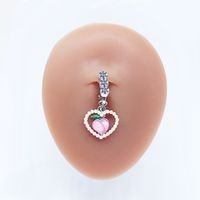 Casual Clouds Peach Plant Stainless Steel Copper White Gold Plated Rhinestones Belly Ring In Bulk sku image 4