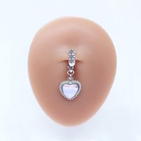 Casual Clouds Peach Plant Stainless Steel Copper White Gold Plated Rhinestones Belly Ring In Bulk sku image 6