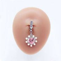 Casual Clouds Peach Plant Stainless Steel Copper White Gold Plated Rhinestones Belly Ring In Bulk sku image 9