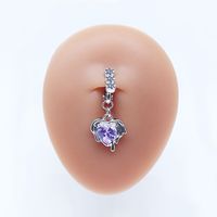 Casual Clouds Peach Plant Stainless Steel Copper White Gold Plated Rhinestones Belly Ring In Bulk sku image 10