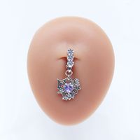 Casual Clouds Peach Plant Stainless Steel Copper White Gold Plated Rhinestones Belly Ring In Bulk sku image 11