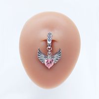 Casual Clouds Peach Plant Stainless Steel Copper White Gold Plated Rhinestones Belly Ring In Bulk sku image 12