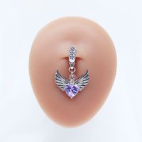 Casual Clouds Peach Plant Stainless Steel Copper White Gold Plated Rhinestones Belly Ring In Bulk sku image 13