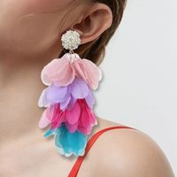 Wholesale Jewelry Retro Color Block Imitation Pearl Cloth Glass Patchwork Earrings main image 4