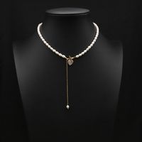 Vacation Simple Style Round Freshwater Pearl Copper Plating 18k Gold Plated Necklace main image 1