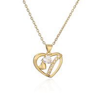 Aogu European And American Entry Lux Copper Plated Real Gold Inlaid Zircon Hollow Heart Pendant Necklace Female Design Sense Minority All-match Necklace main image 2