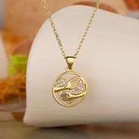 Aogu European And American Entry Lux Copper Plated Real Gold Inlaid Zircon Hollow Heart Pendant Necklace Female Design Sense Minority All-match Necklace sku image 1