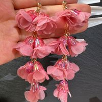 Wholesale Jewelry Commute Flower Arylic Cloth Printing Drop Earrings main image 2