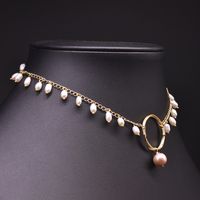 Simple Style Round Freshwater Pearl Copper Plating 18k Gold Plated Choker main image 5