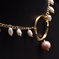 Simple Style Round Freshwater Pearl Copper Plating 18k Gold Plated Choker main image 4