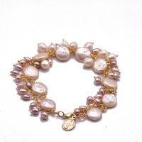 Retro Round Freshwater Pearl Beaded Plating 18k Gold Plated Bracelets main image 5