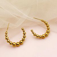 1 Pair Vintage Style Simple Style Roman Style C Shape Plating 304 Stainless Steel Gold Plated Ear Studs main image 1